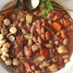 Vegetable and potato soup with mayocoba beans