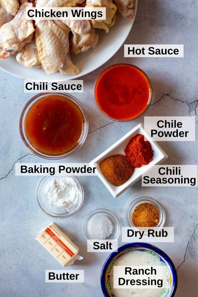 Ingredients to make baked chicken wings.