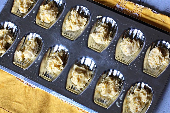 French Madeleine Cookie Recipe Madeleine dough in a madeleine pan