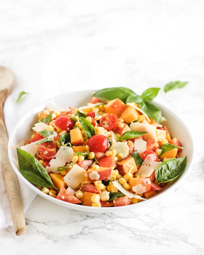 Corn Peach Basil Salad