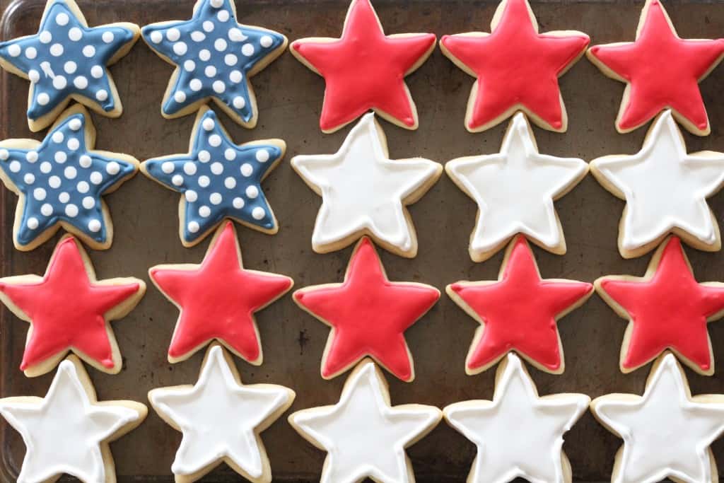 Stars and Stripes Red White and Blue Cookies for 4th of July Dessert