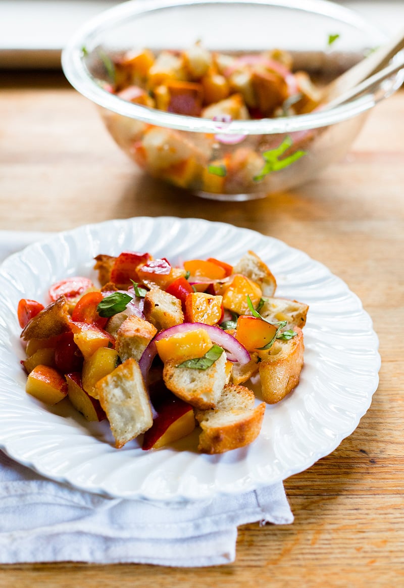Peach Panzanella Salad for 4th of July sides
