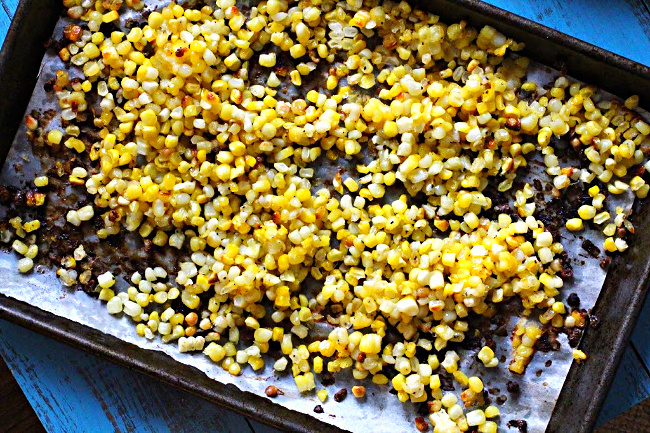 Roasting corn for fresh sweet corn soup