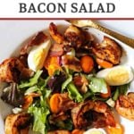 Blackened shrimp salad with hard boiled eggs, bacon and champagne vinaigrette