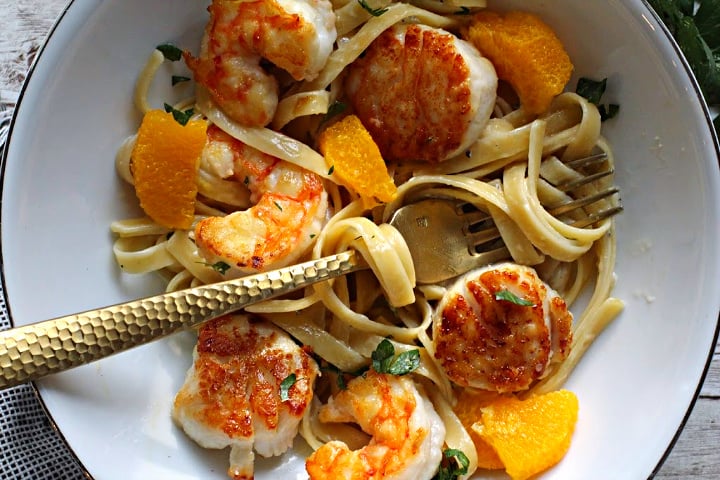 Shrimp Scallop Pasta With Orange Cream Sauce | Cooking On The Ranch