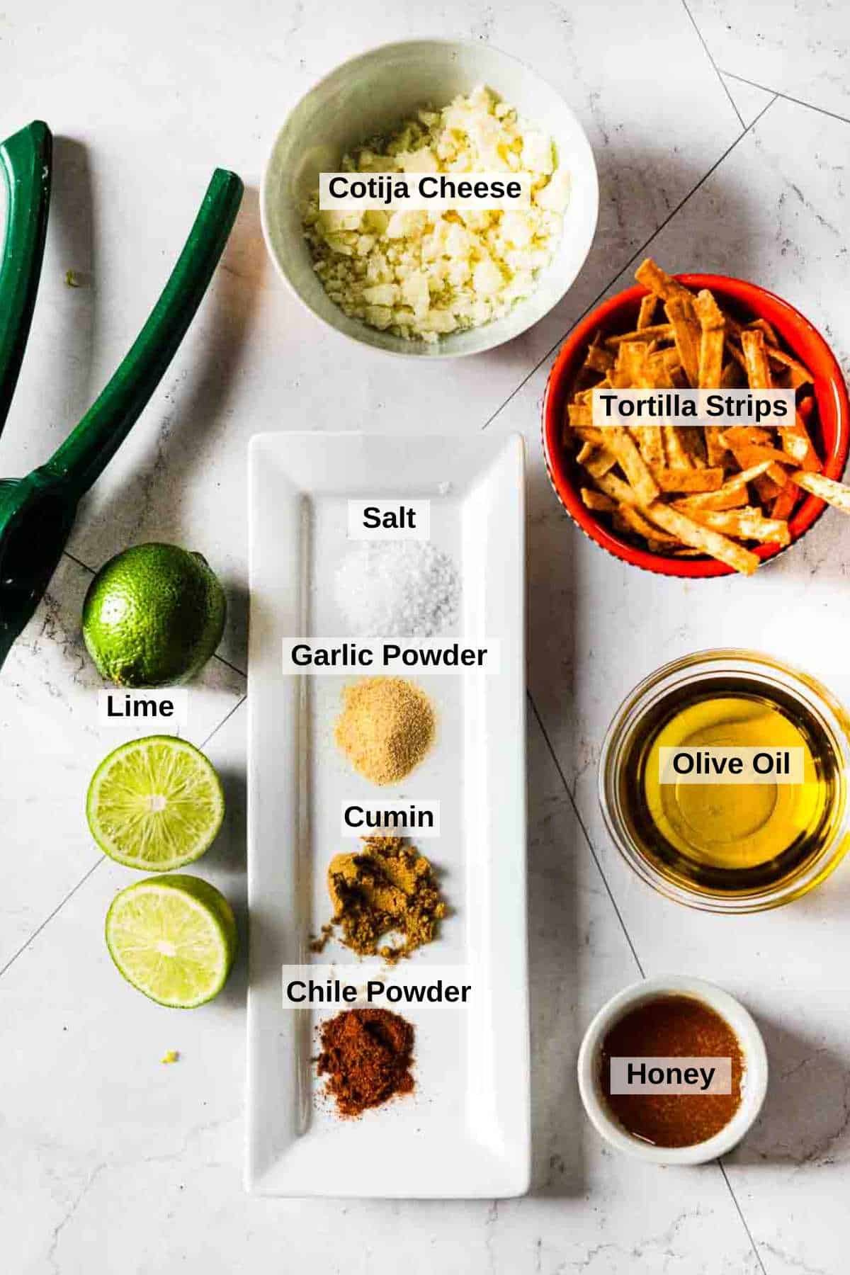 Ingredients to make Southwestern dressing for Southwest salad.