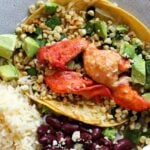 Lobster tacos with roasted sweet corn and poblano peppers