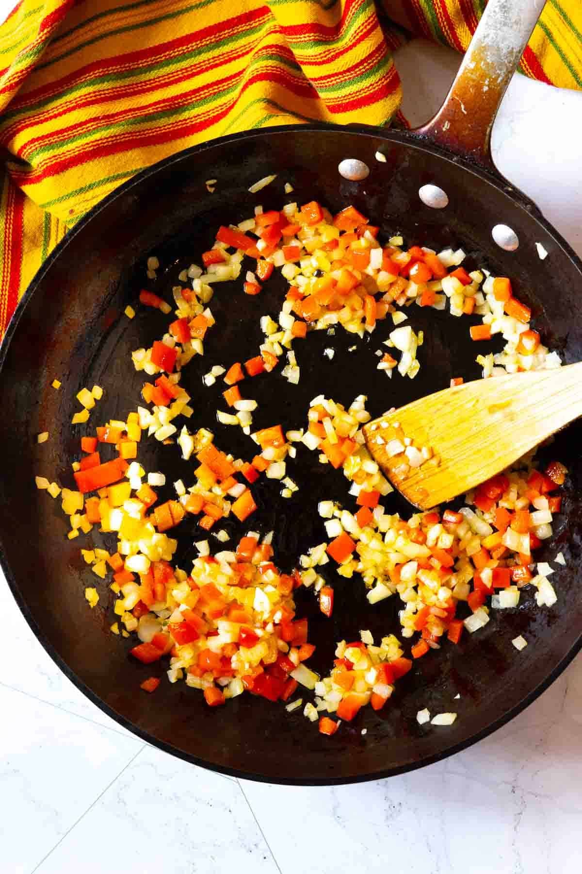 How to make sofrito for spicy meatloaf, step 1.