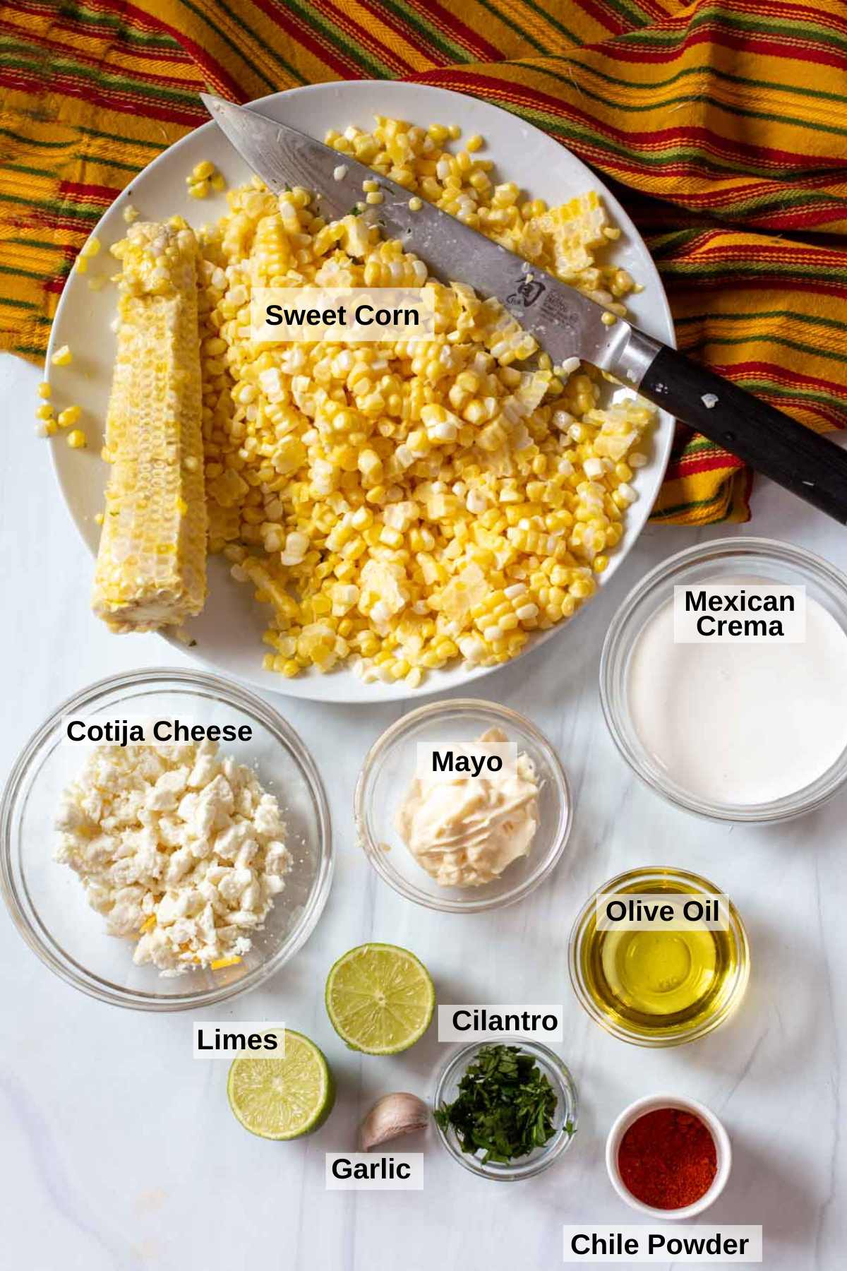 Ingredients to make Mexican Street Corn Dip.