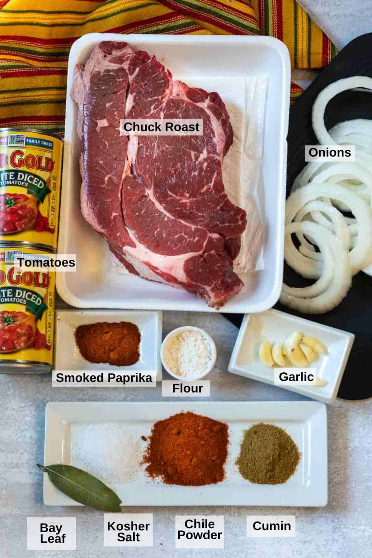 Ingredients to make roast beef tacos.