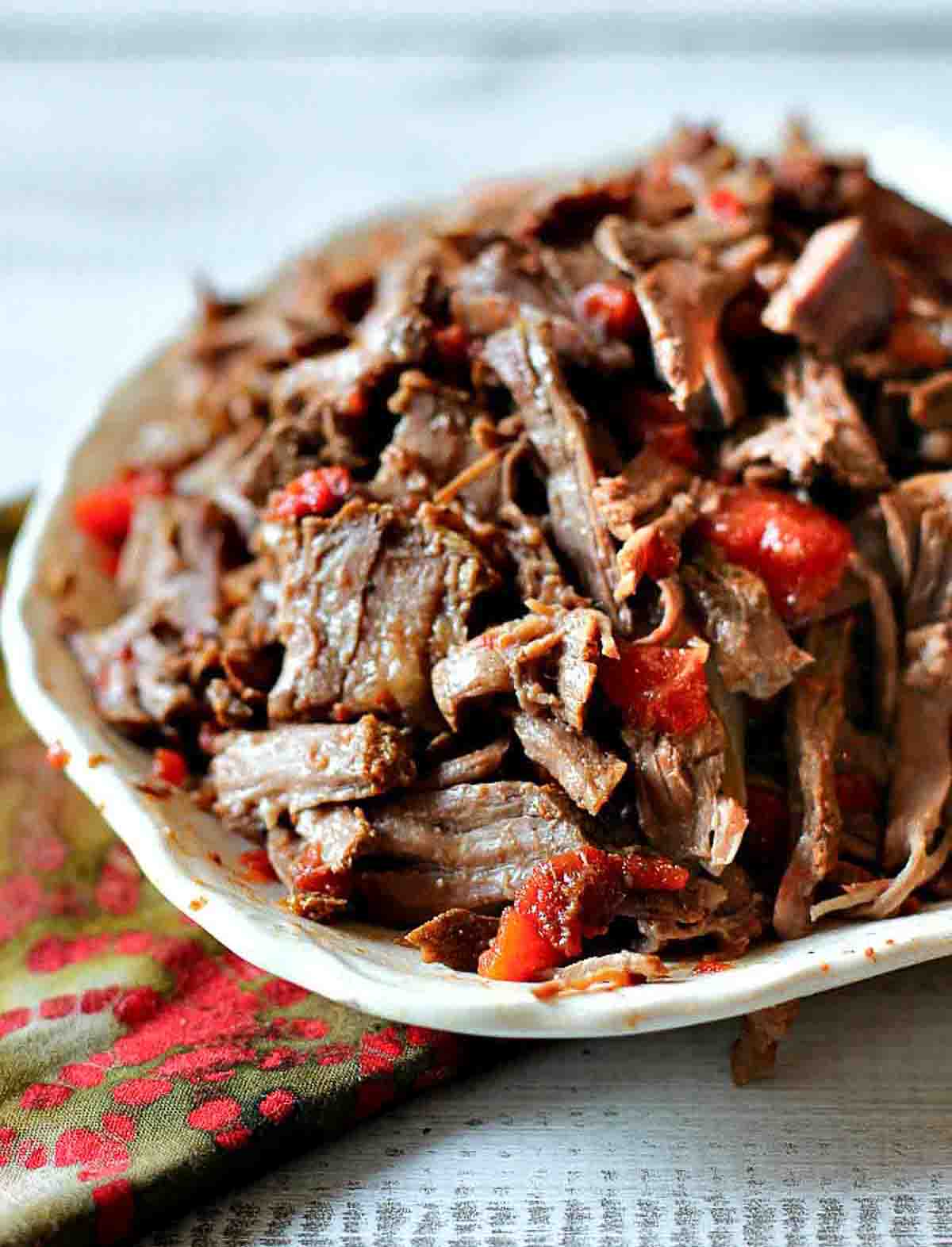 Crock pot shredded beef tacos.