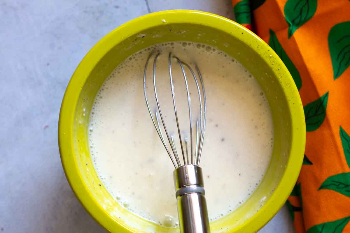 Making buttermilk sauce for Hawaiian Cole Slaw