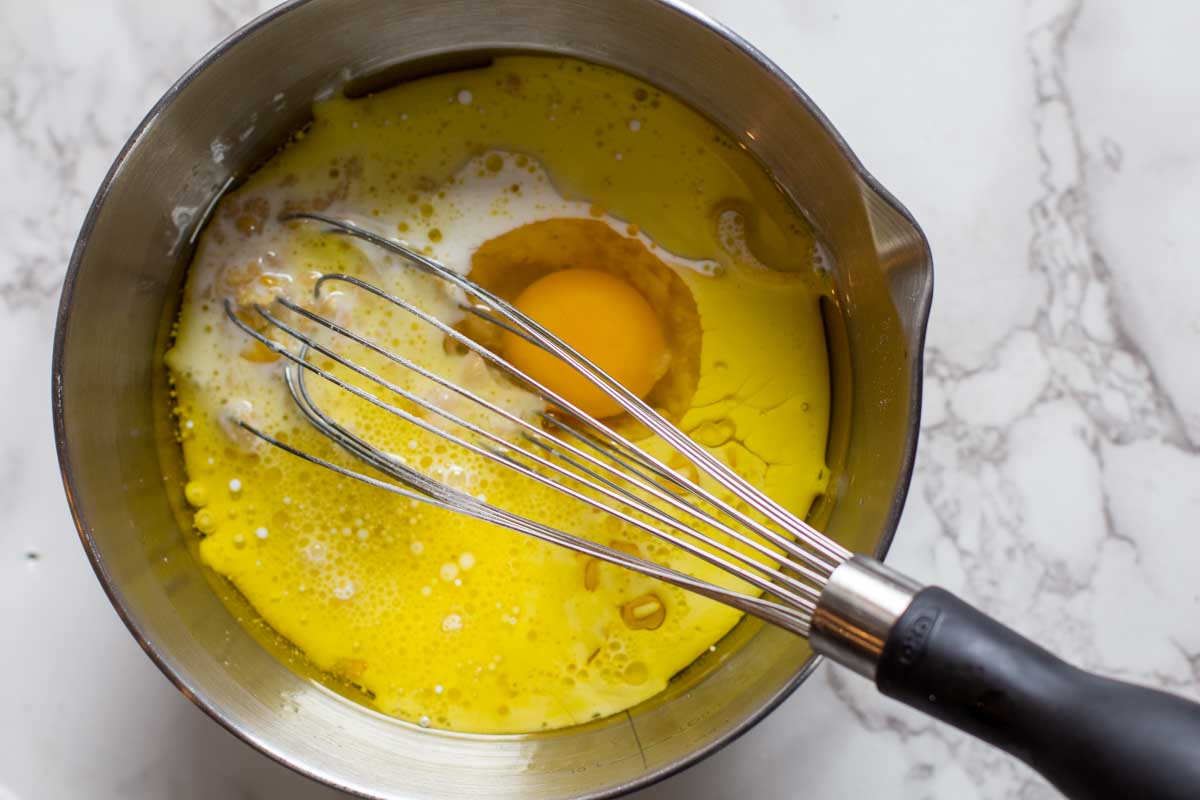 wet ingredients to make corn muffins