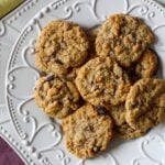 Oatmeal Raisin Cookies on a decorative white plate