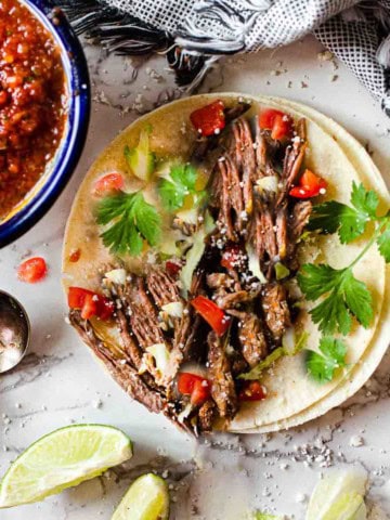 Crock Pot Shredded Beef Tacos, Roast beef tacos.