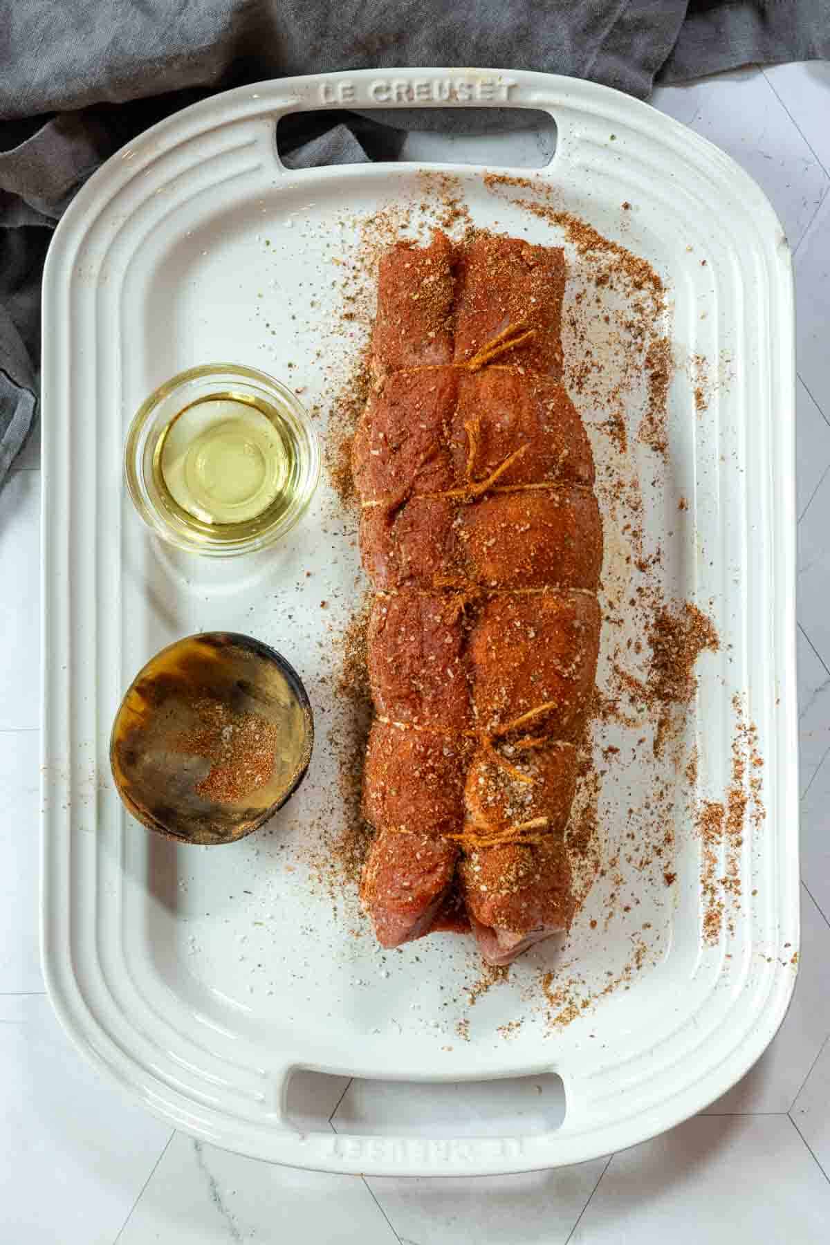 Dry rub for pork tenderloin, step 2.
