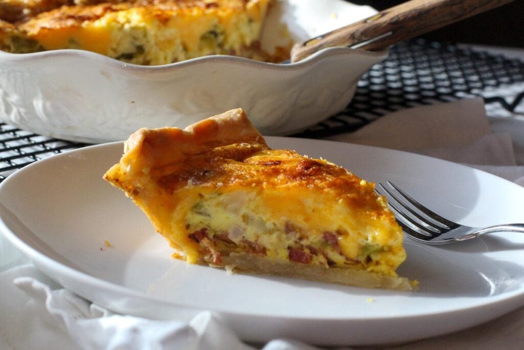 Hatch Green Chile Quiche With Bacon Cooking On The Ranch