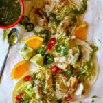 Cod fish tacos with citrus and tomatillo salsa