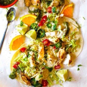 Grilled fish tqacos with cod.