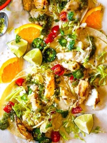 Grilled fish tqacos with cod.
