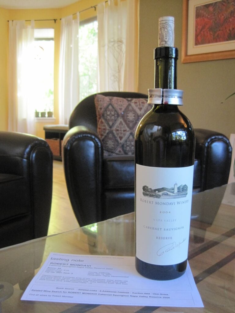 A bottle of Robert Mondavi Winery 2004 Special Reserve Cabernet Sauvignon