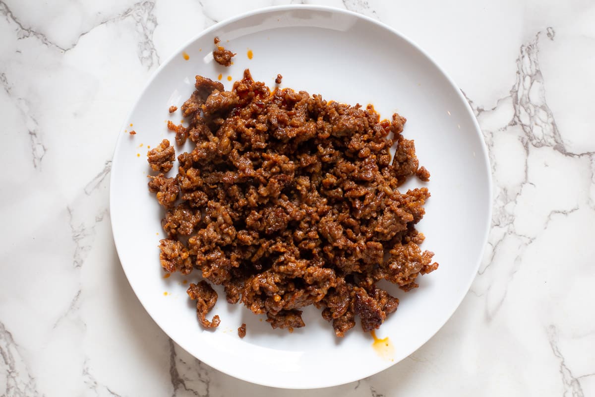 browned chorizo sausage to make a Mexican Breakfast Casserole.