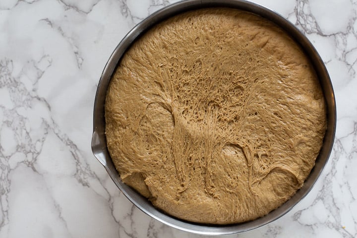 dough doubled in size for molasses bread