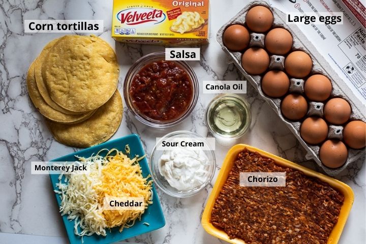 Ingredients for Mexican Breakfast Casserole with Chorizo