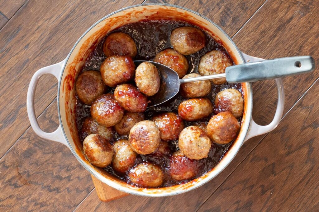 Italian Meatballs in Sriracha Cranberry Sauce