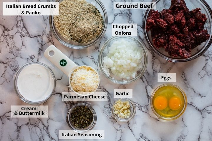 Ingredients for Italian Meatballs