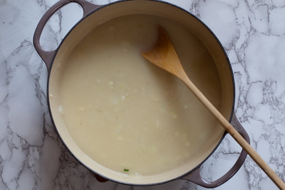 Gravy for red chile braised pork.