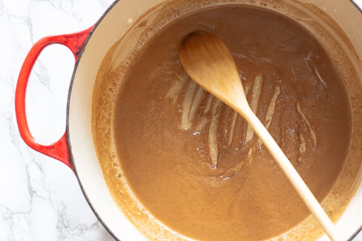 making a roux to make gumbo