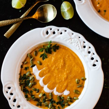 Spicy Sweet Potato Soup with Chipotle and Apples