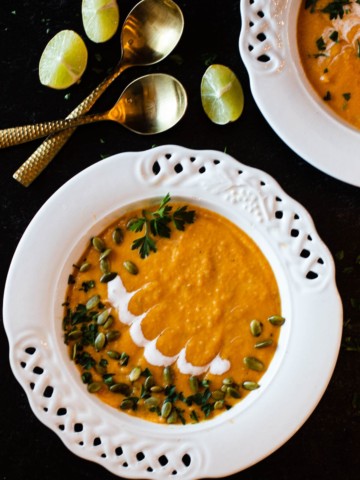 Spicy Sweet Potato Soup with Chipotle and Apples