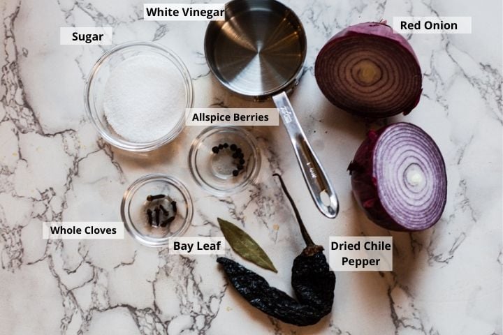 Ingredients to make homemade pickled red onions