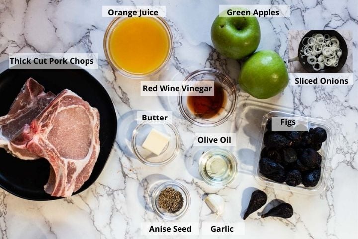 Ingredients to make slow cooker pork chops with apples