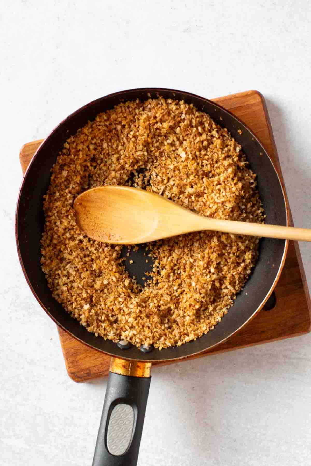 Making chipotle bread crumb topping for flemings mac and cheese.