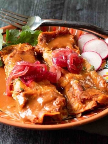 Pulled pork enchiladas.