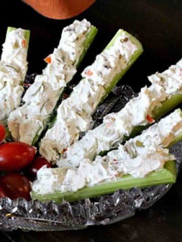 Stuffed Celery Sticks on an appetizer platter.