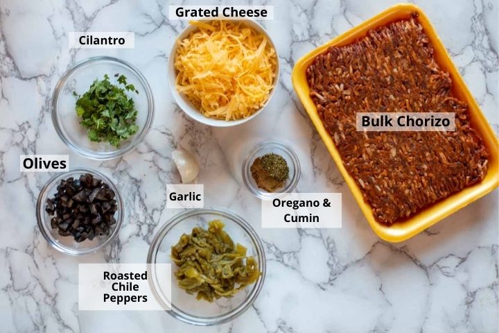 Ingredients to make chorizo empanadas