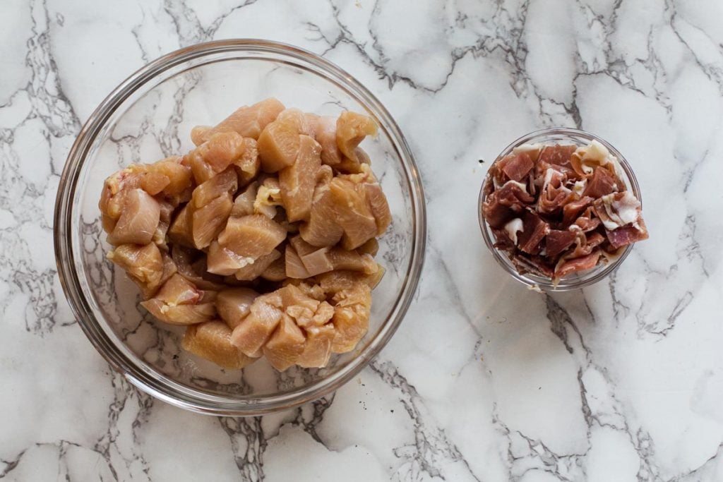 chicken and pancetta for creamy wild rice soup