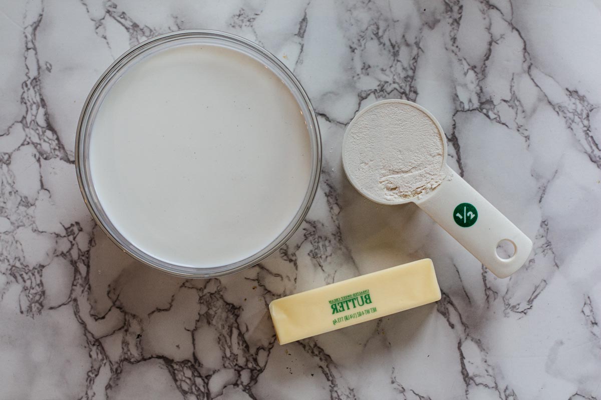 ingredients to make roux for creamy wild rice soup