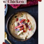 Mexican Cheddar Cheese Soup topped with tortilla strips