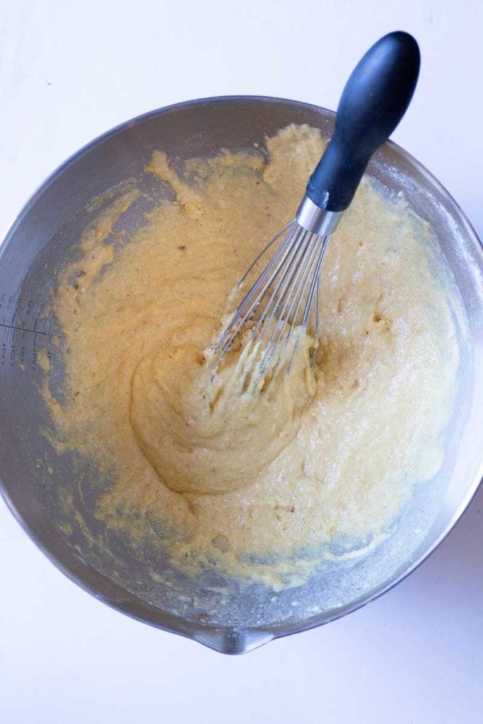 making cornbread batter