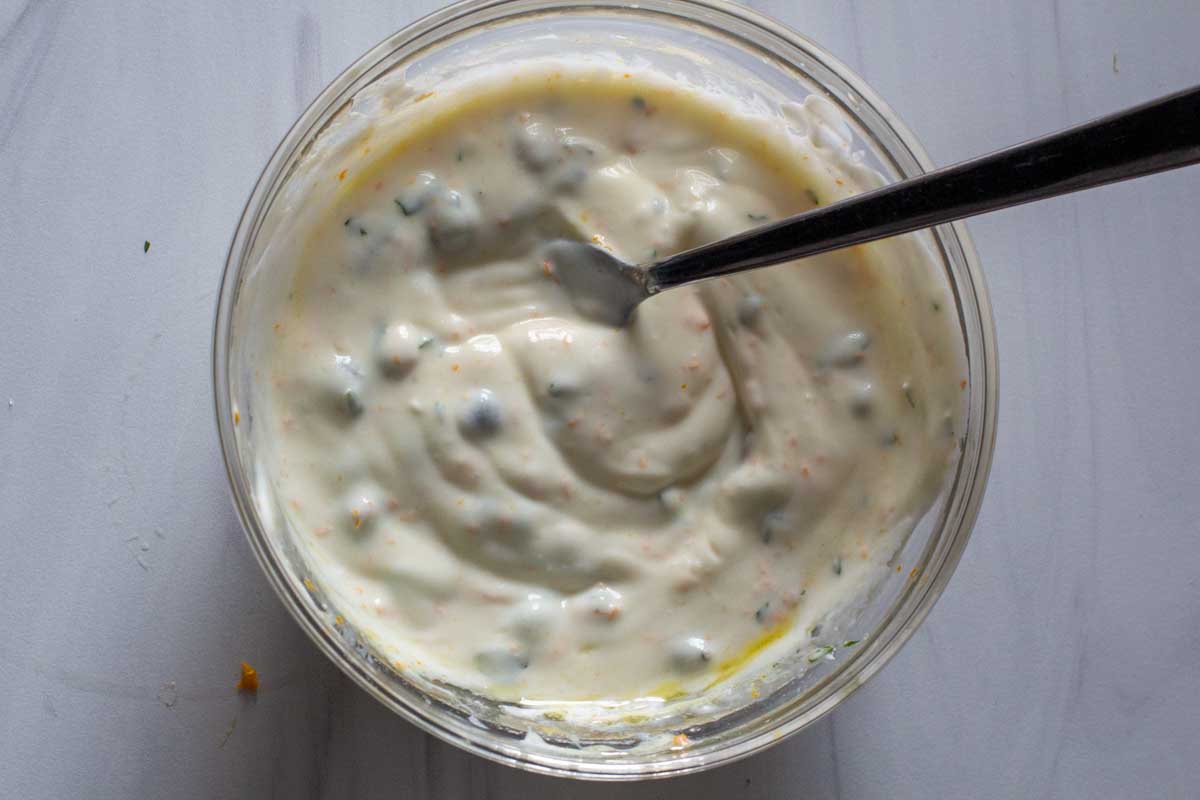 Salmon caper sauce with orange juice and greek yogurt