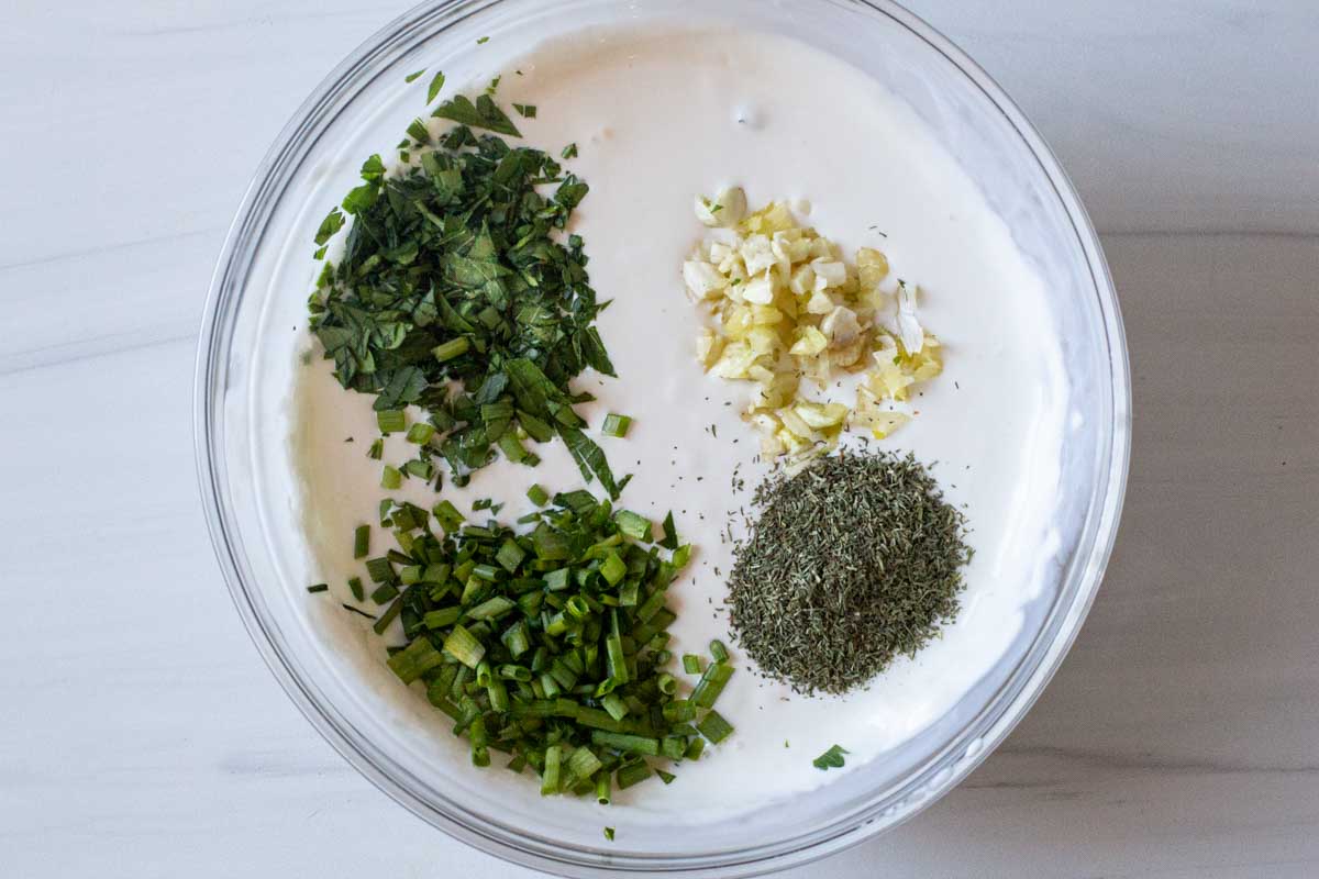 Adding dry ingredients to buttermilk ranch dressing recipe