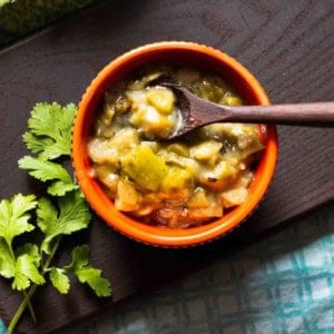 A bowl of homemade Hatch Green Chile Sauce