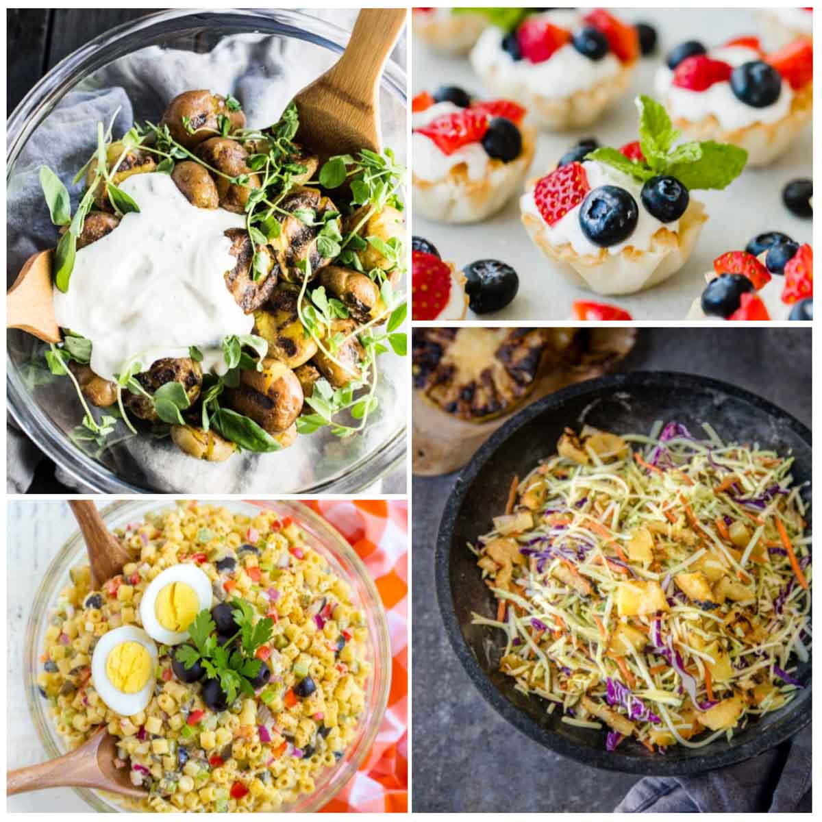 a collage photo of 4th of july side dishes