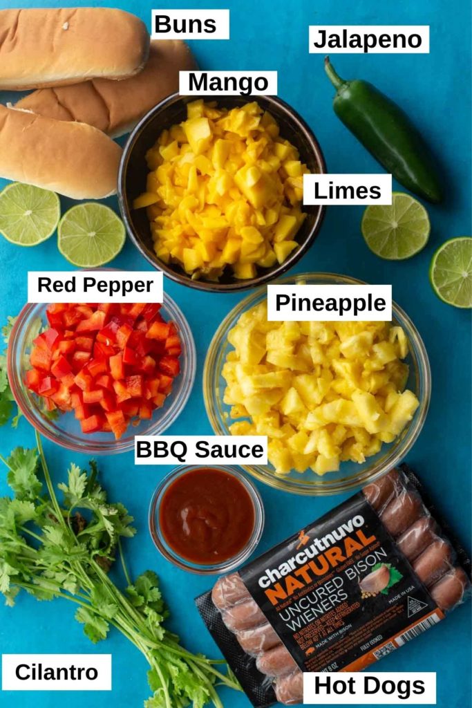Ingredients to make Hawaiian Hot Dogs