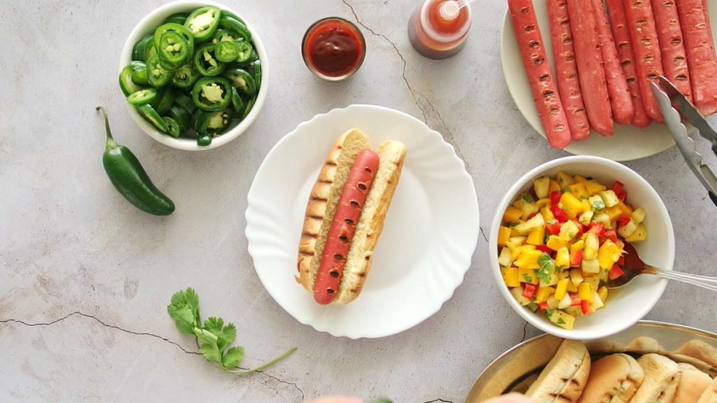 grilled hot dog inside a grilled hot dog bun